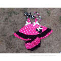 2015 hot pink & black baby girls swing top set swing Mincky Mouse outfits with matching necklace and headband set